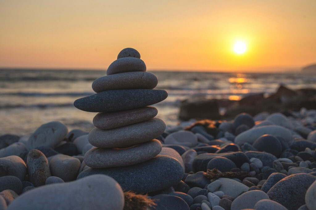 sunset at nguyen tat thanh stone beach