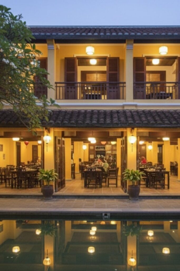 Dining area and interior design of Madame Lan restaurant in Da Nang