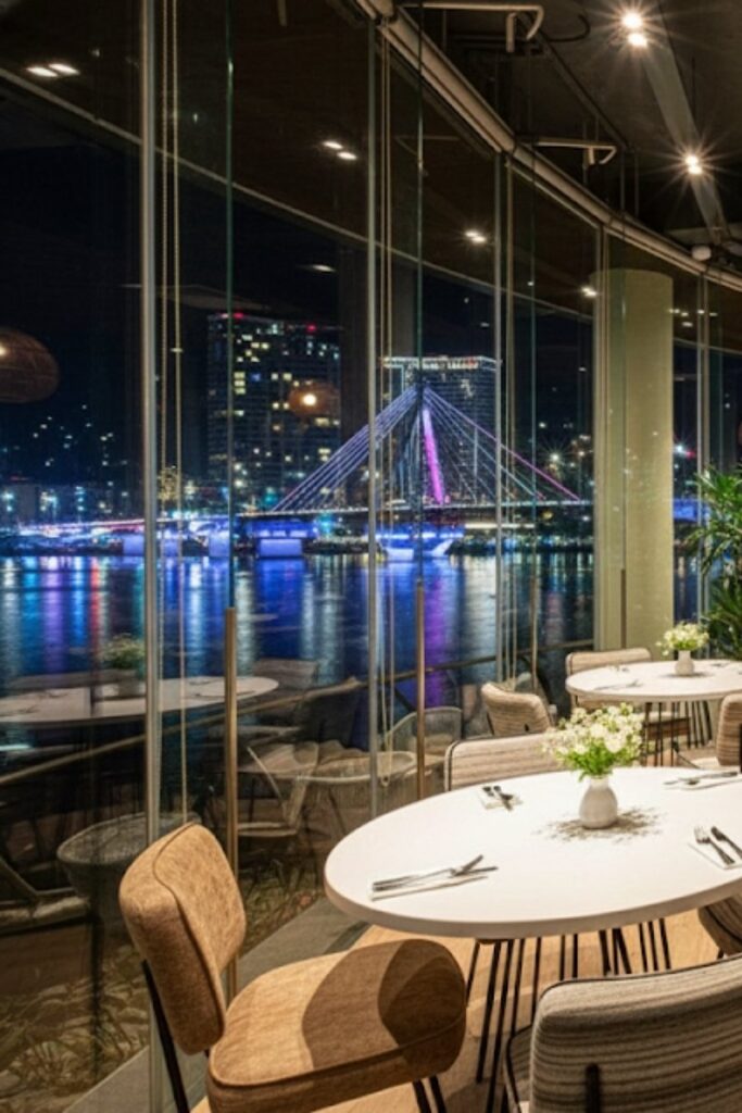 Dining area and interior design of Memory Lounge in Da Nang